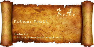 Kotvan Anett névjegykártya