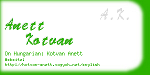 anett kotvan business card